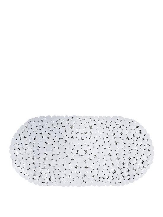 front image of aqualona-pebbles-white-safety-bath-mat