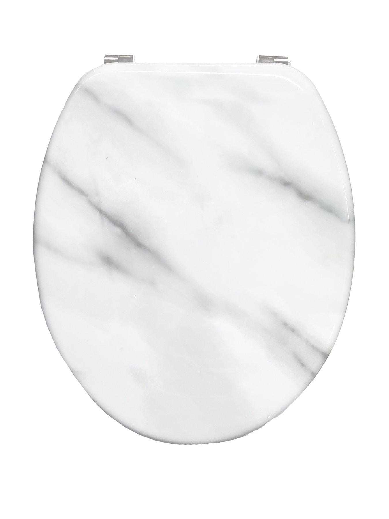 undefined Marble Effect Hardwearing Wooden Toilet Seat