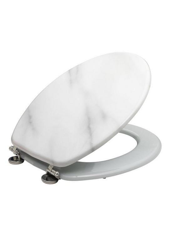 stillFront image of aqualona-marble-effect-hardwearingnbspwooden-toilet-seat