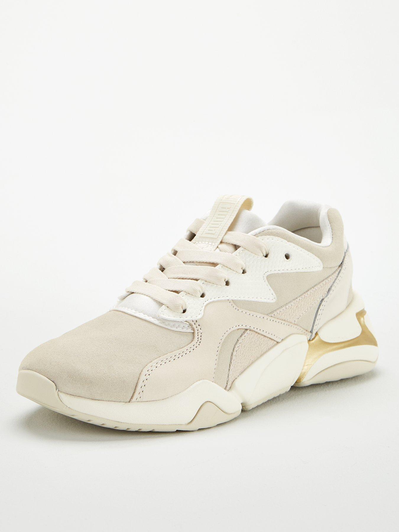 puma nova pastel grunge trainers in beige