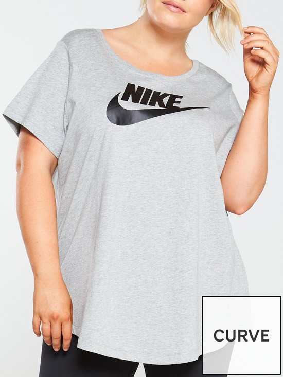 front image of nike-nsw-essential-futura-short-sleevenbsptee-curve-grey