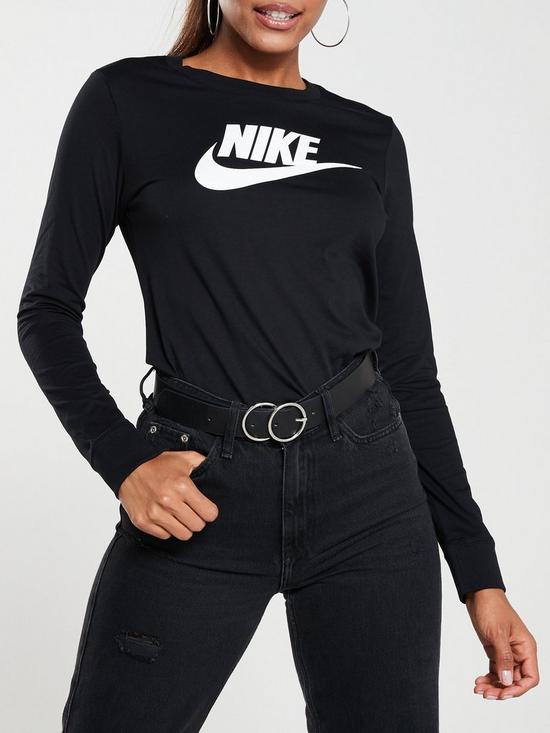 front image of nike-nsw-essential-icon-futura-long-sleeve-top-black