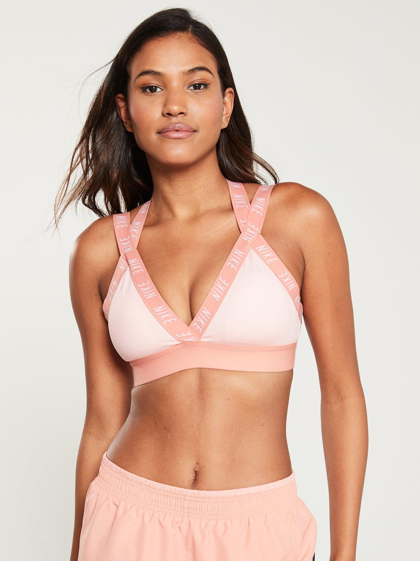 nike indy logo sports bra pink