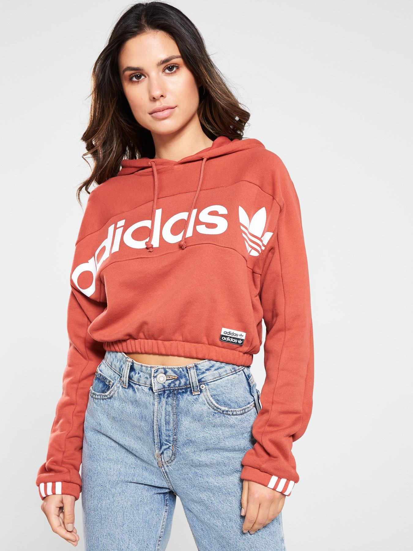 orange cropped adidas hoodie