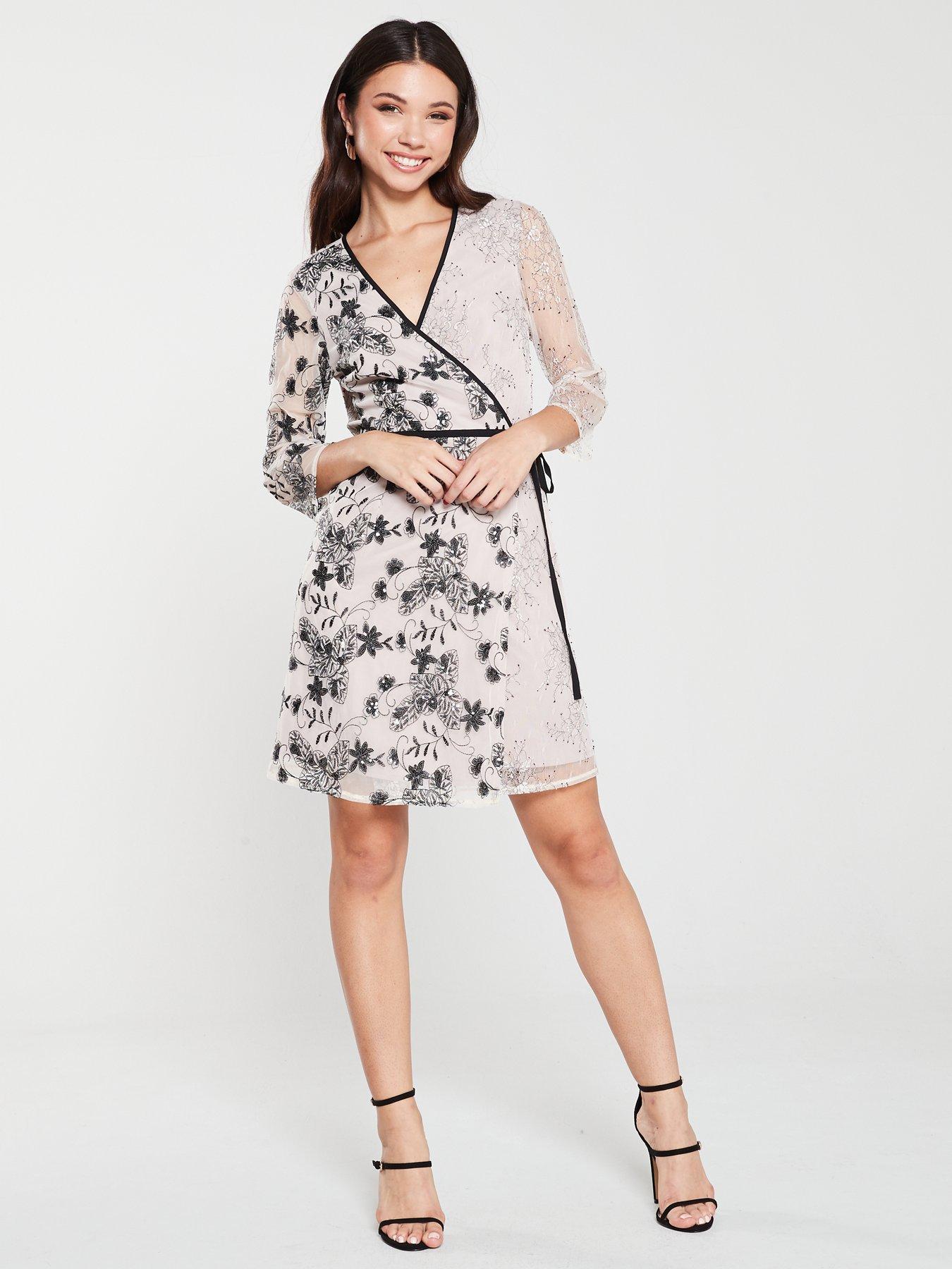 sequin mini wrap dress