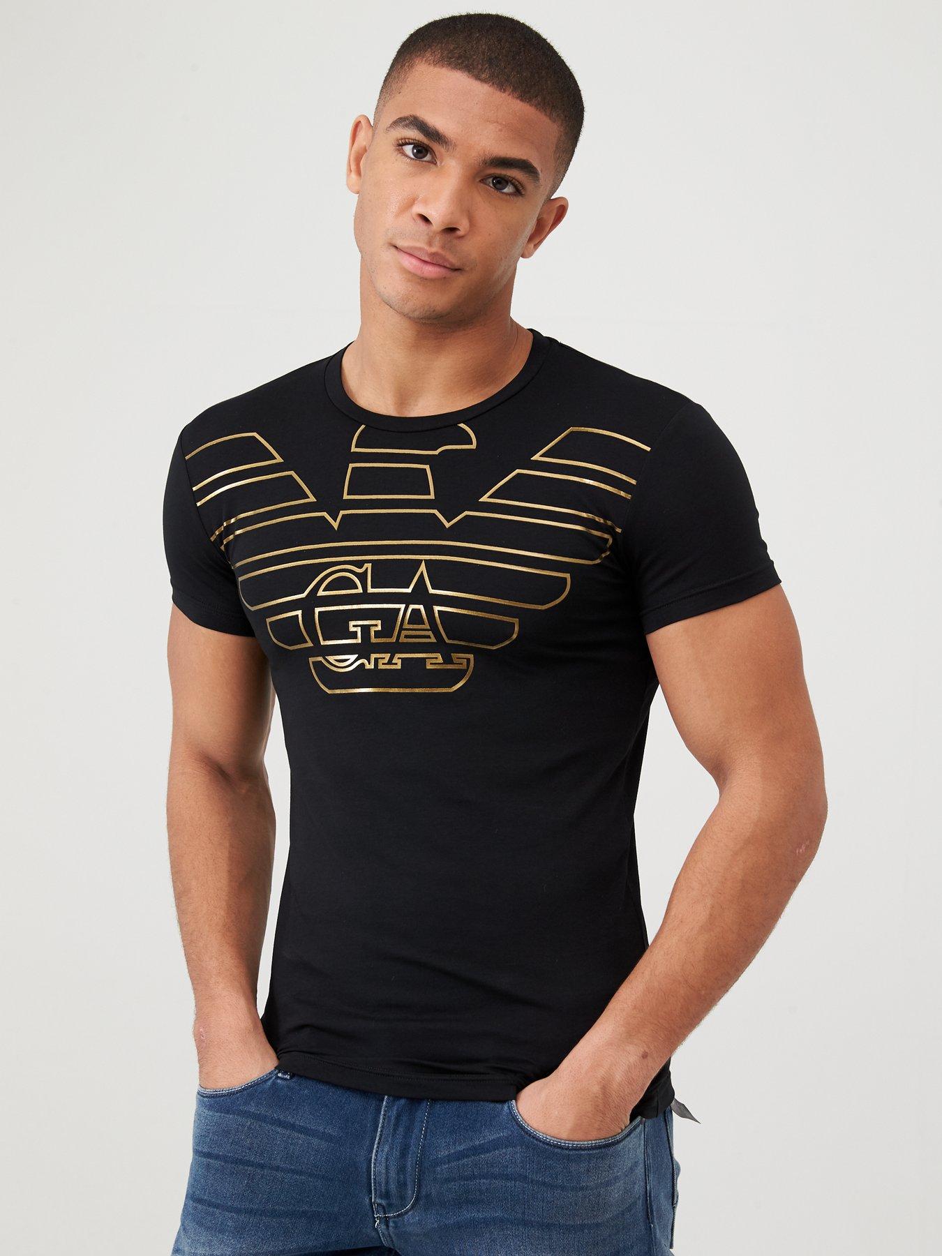 armani black and gold t shirt