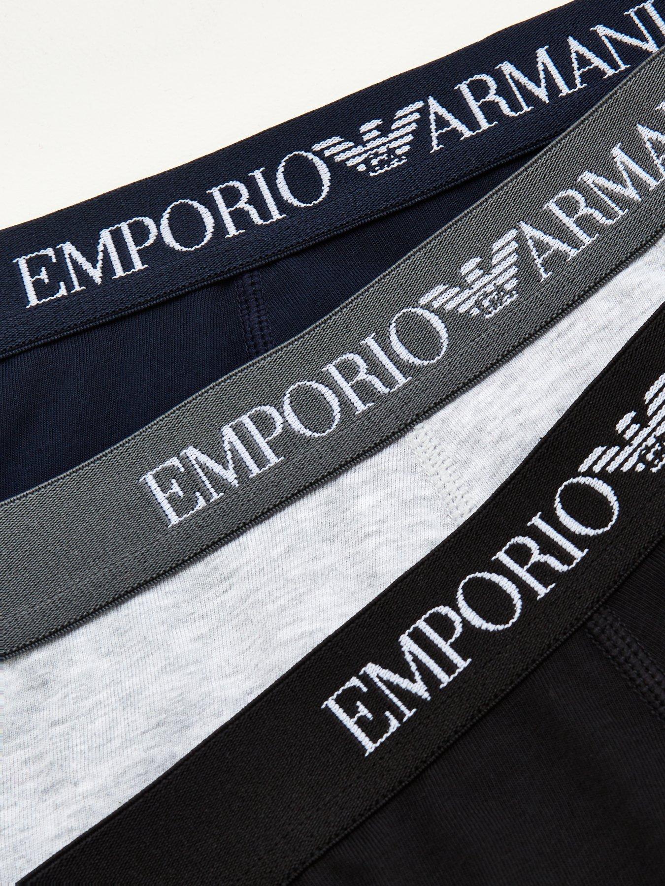 Image 3 of 3 of Emporio Armani Bodywear 3 Pack Cotton Trunks - Black/Navy/Grey