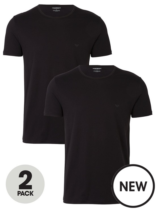 front image of emporio-armani-bodywear-two-pack-cotton-regular-fit-t-shirts-black
