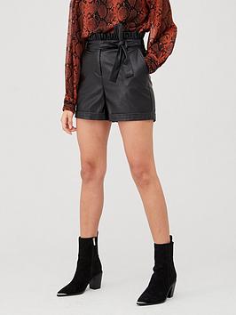 V by Very V By Very Faux Leather Shorts - Black Picture