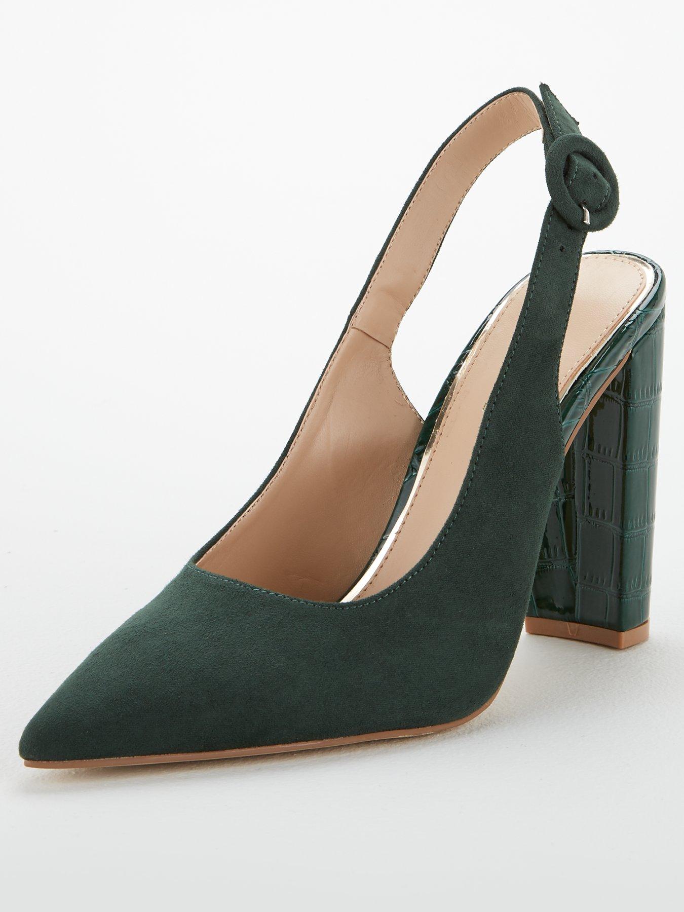 green shoes block heel