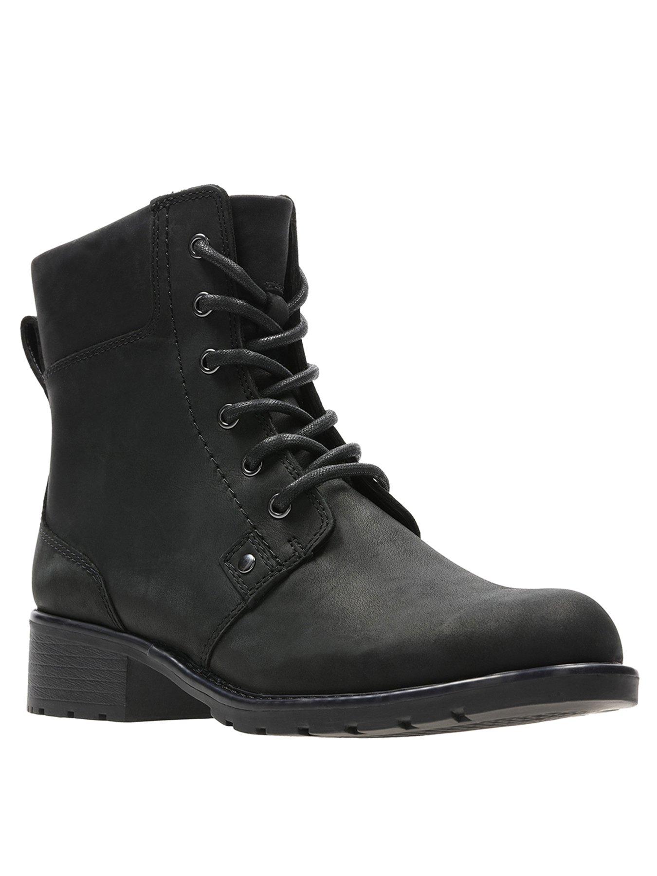 clarks black lace up ankle boots