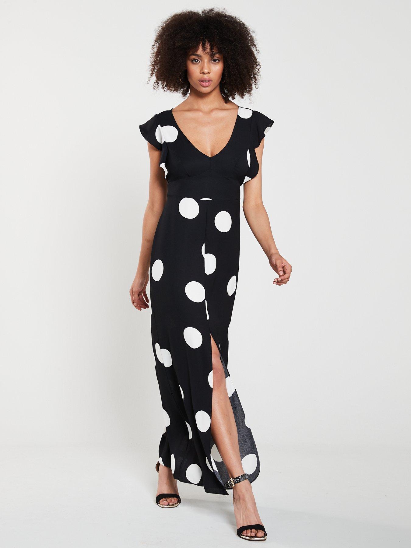 river island black and white polka dot dress