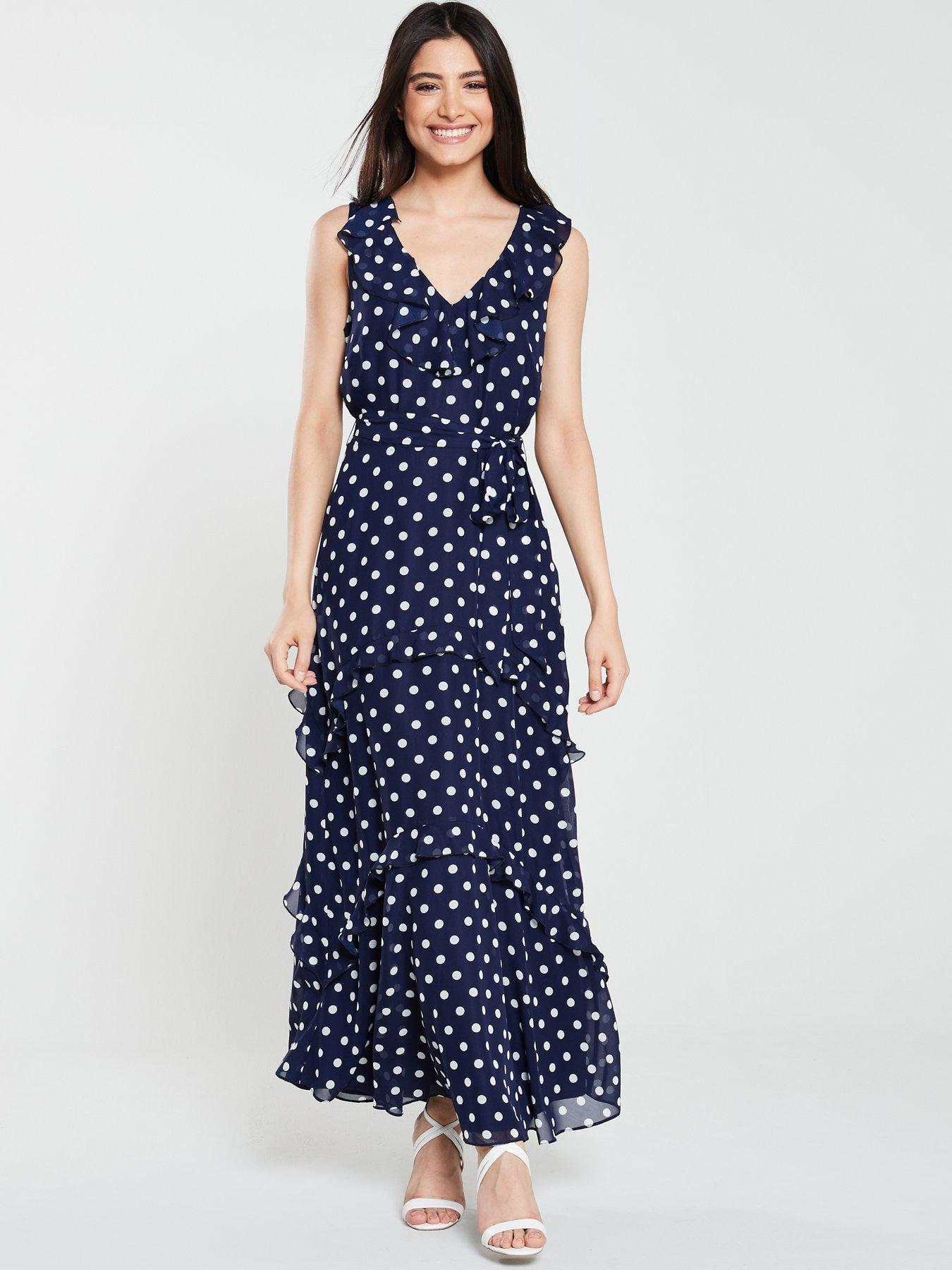wallis blue polka dot dress