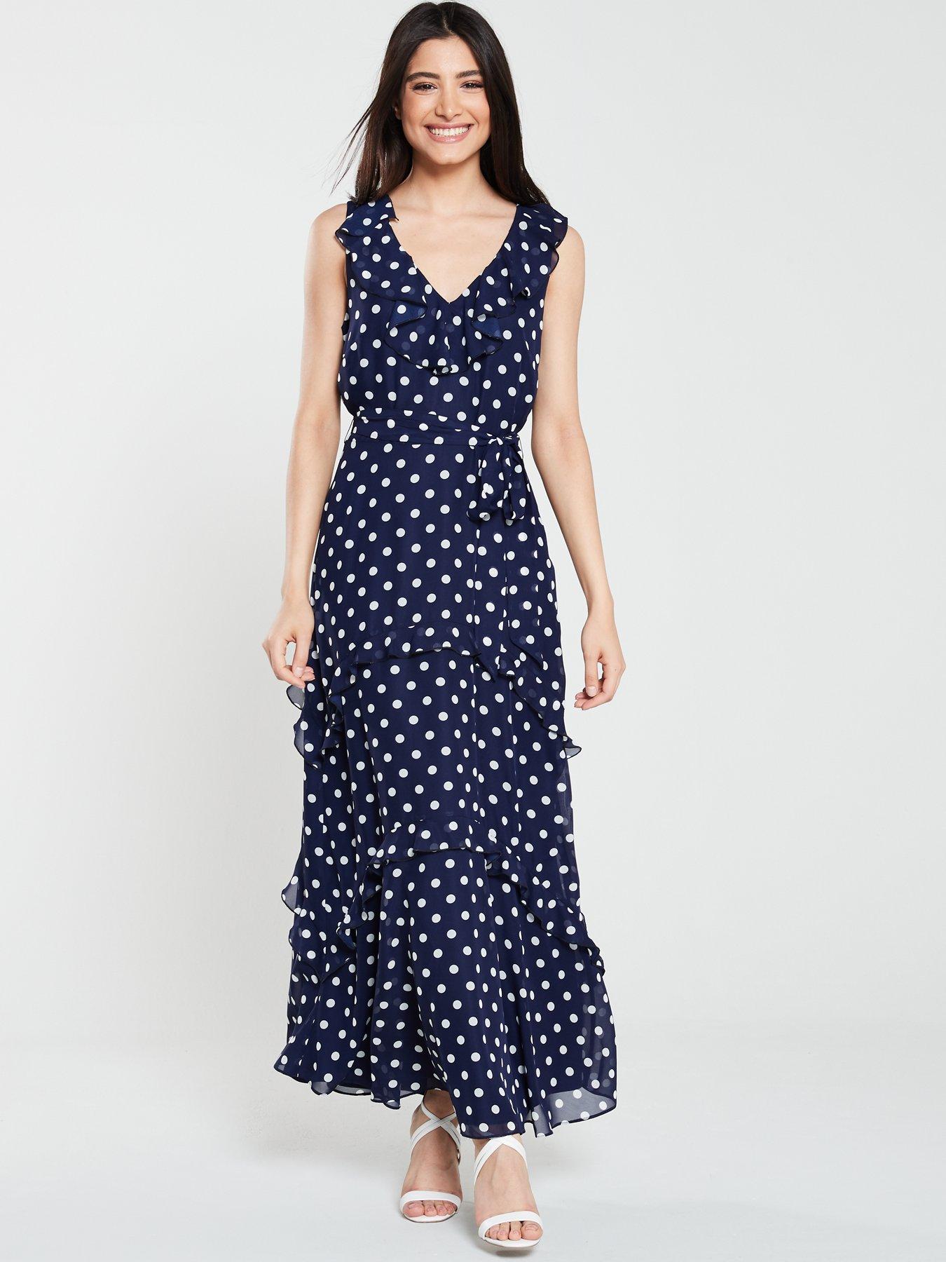 wallis navy and white spotted dress