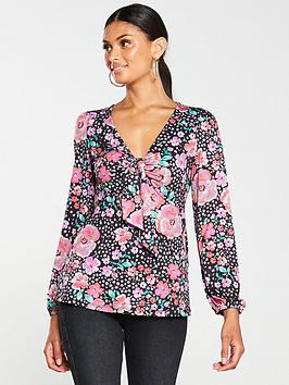 V by Very V By Very Floral Tie Front Top - Print Picture