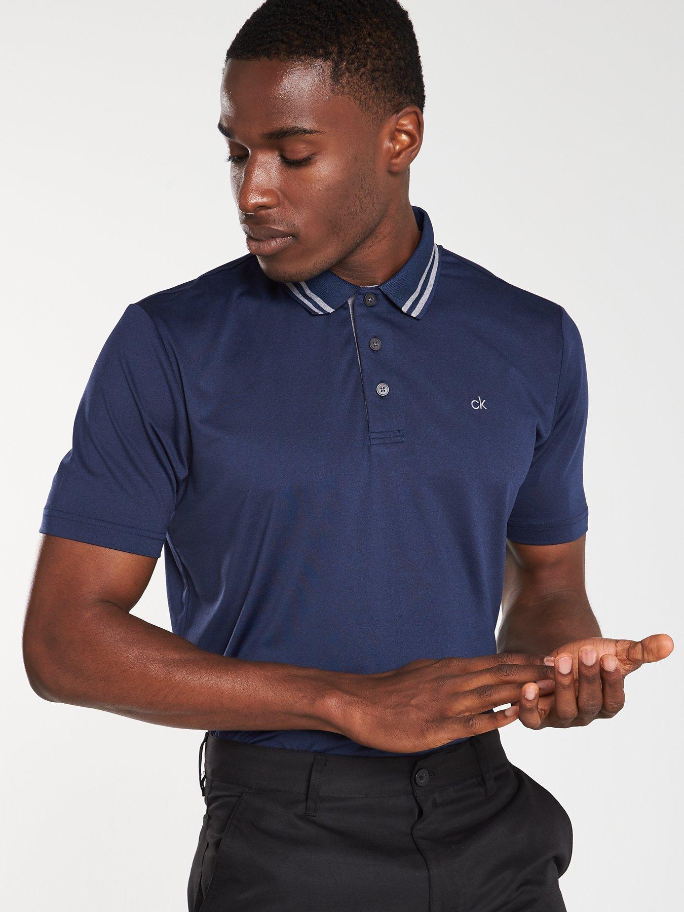 Calvin Klein Golf Madison Tech Polo Navy Marl littlewoods
