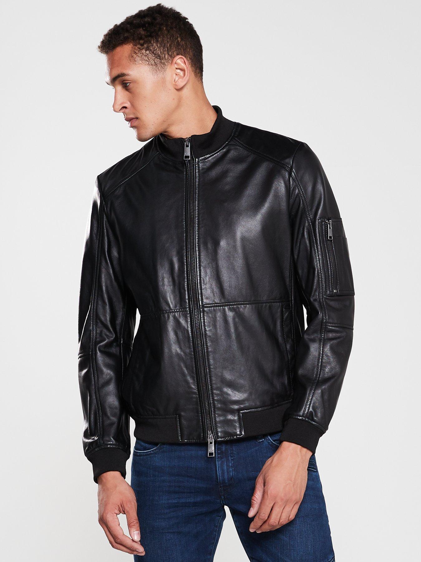 armani exchange black leather jacket