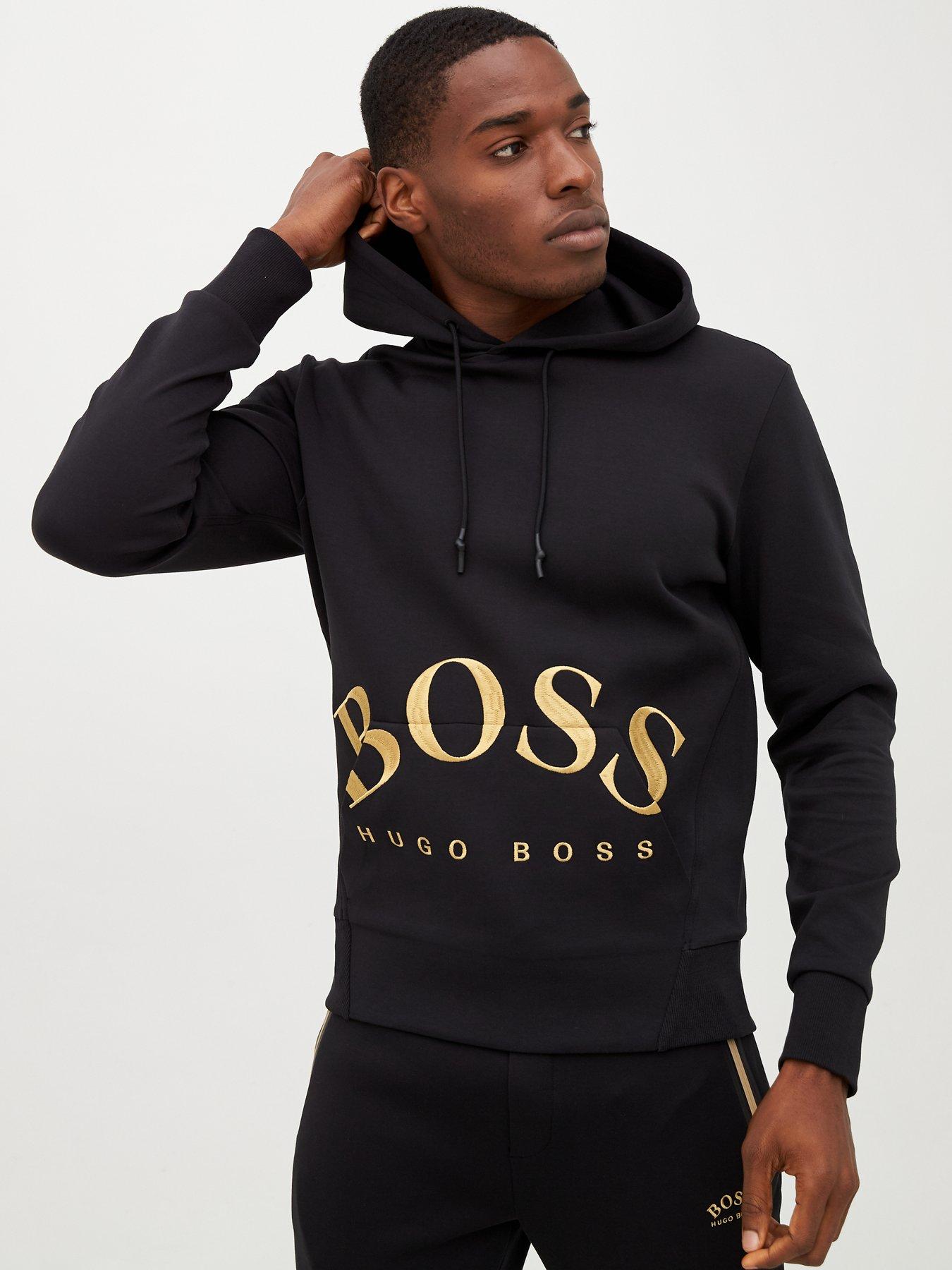 hugo boss hoodie black and gold
