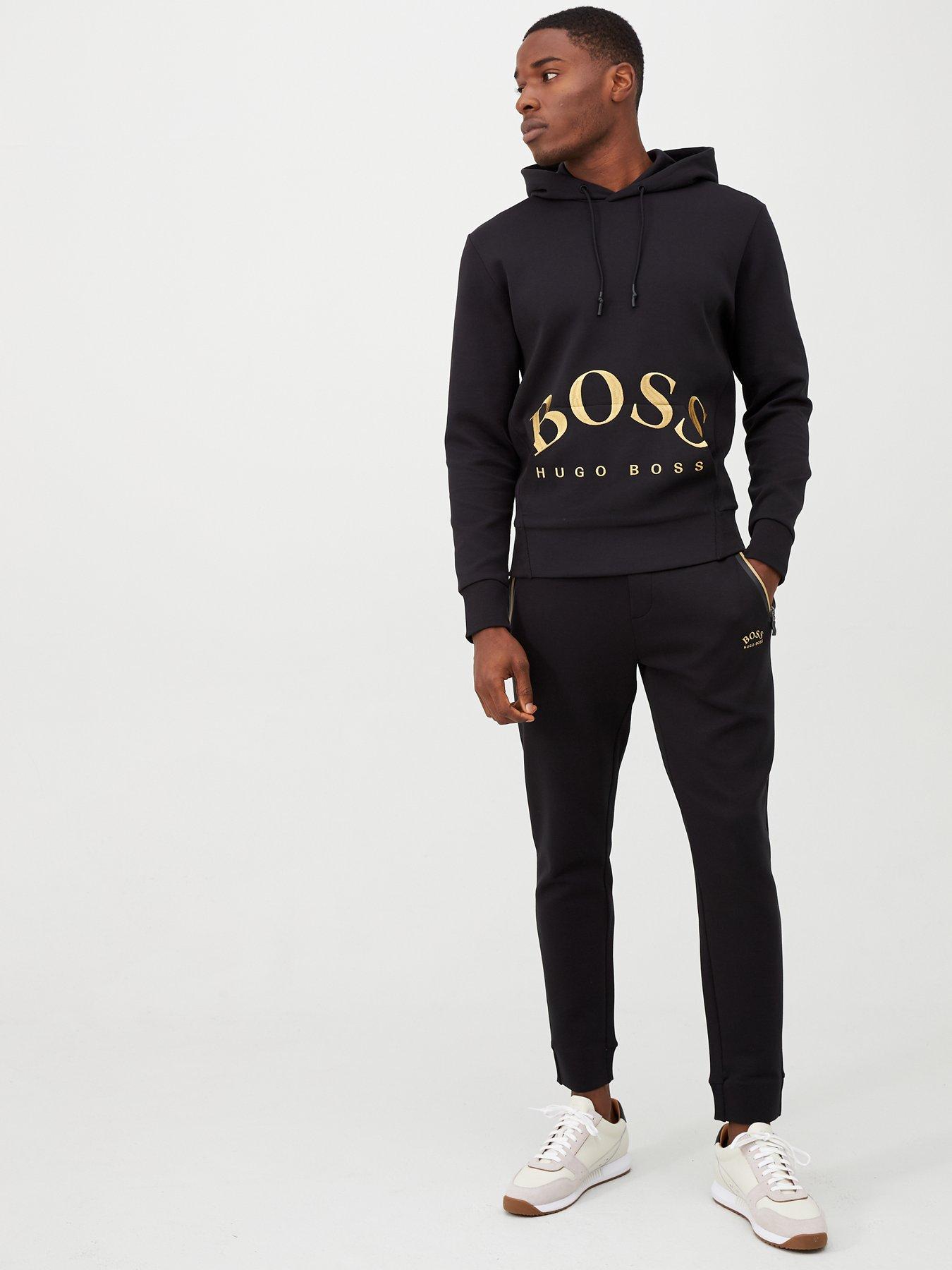 hugo boss tracksuit black and gold