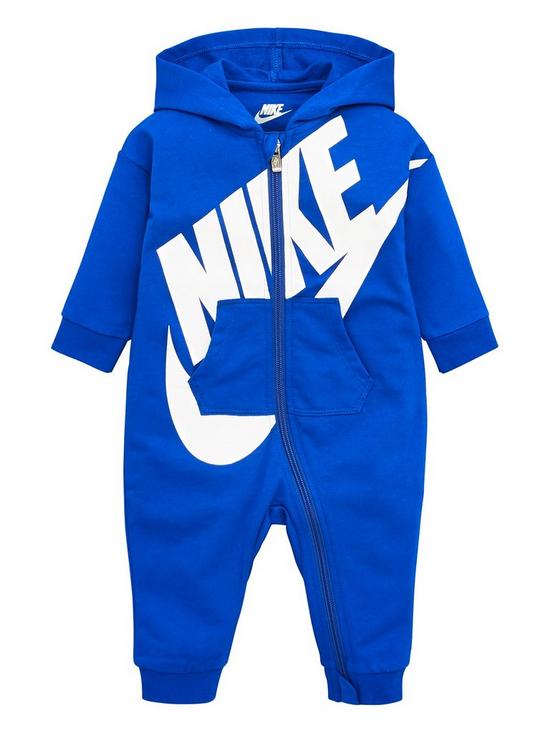 front image of nike-baby-french-terry-ldquoall-day-playrdquo-coverall-blue
