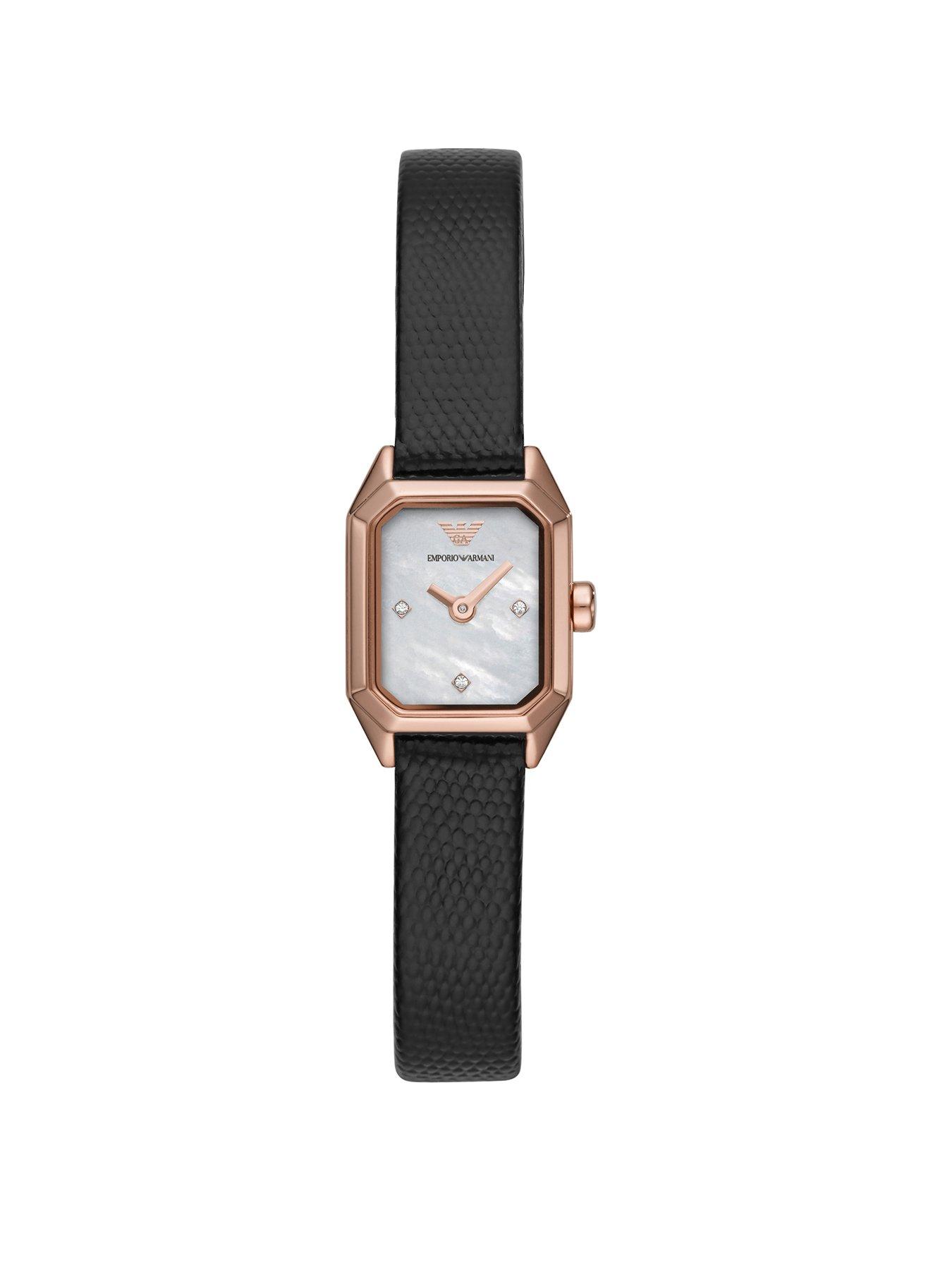 emporio armani watch black leather strap