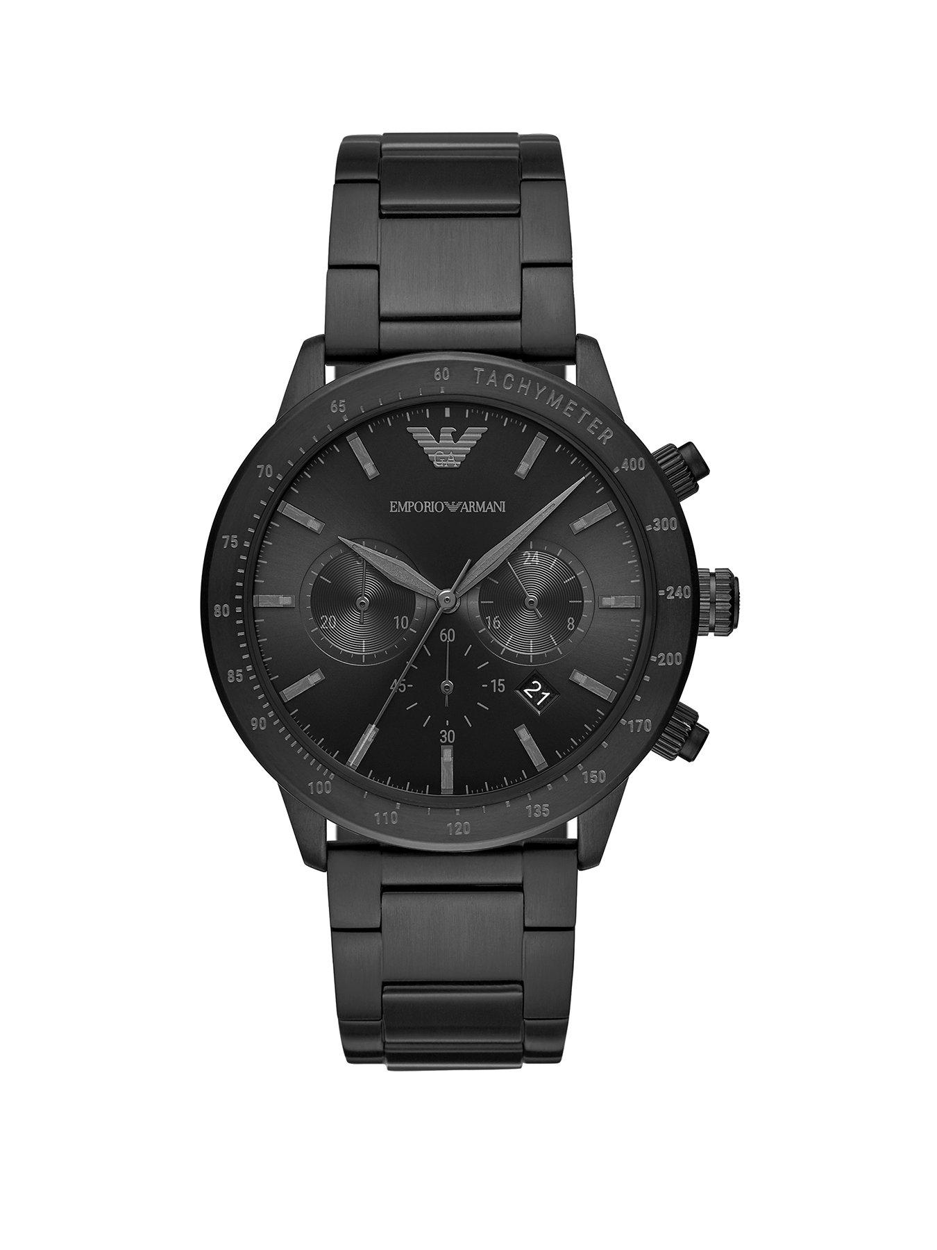 undefined Men's Chronograph Black Stainless Steel Watch