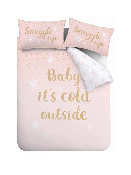 stillFront image of catherine-lansfield-baby-its-cold-outside-christmas-duvet-cover-set-pink