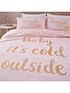  image of catherine-lansfield-baby-its-cold-outside-christmas-duvet-cover-set-pink