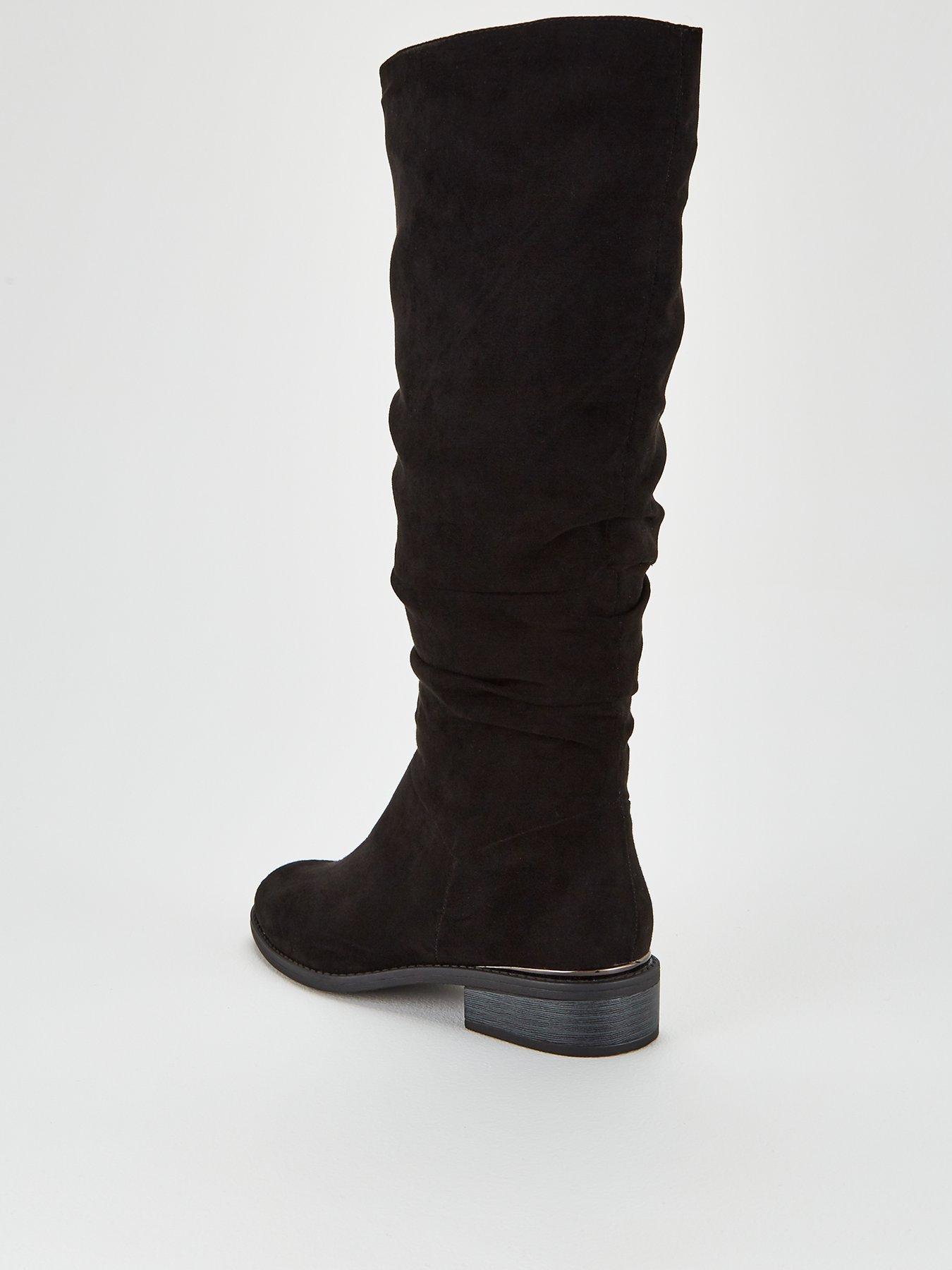 long black wide fit boots