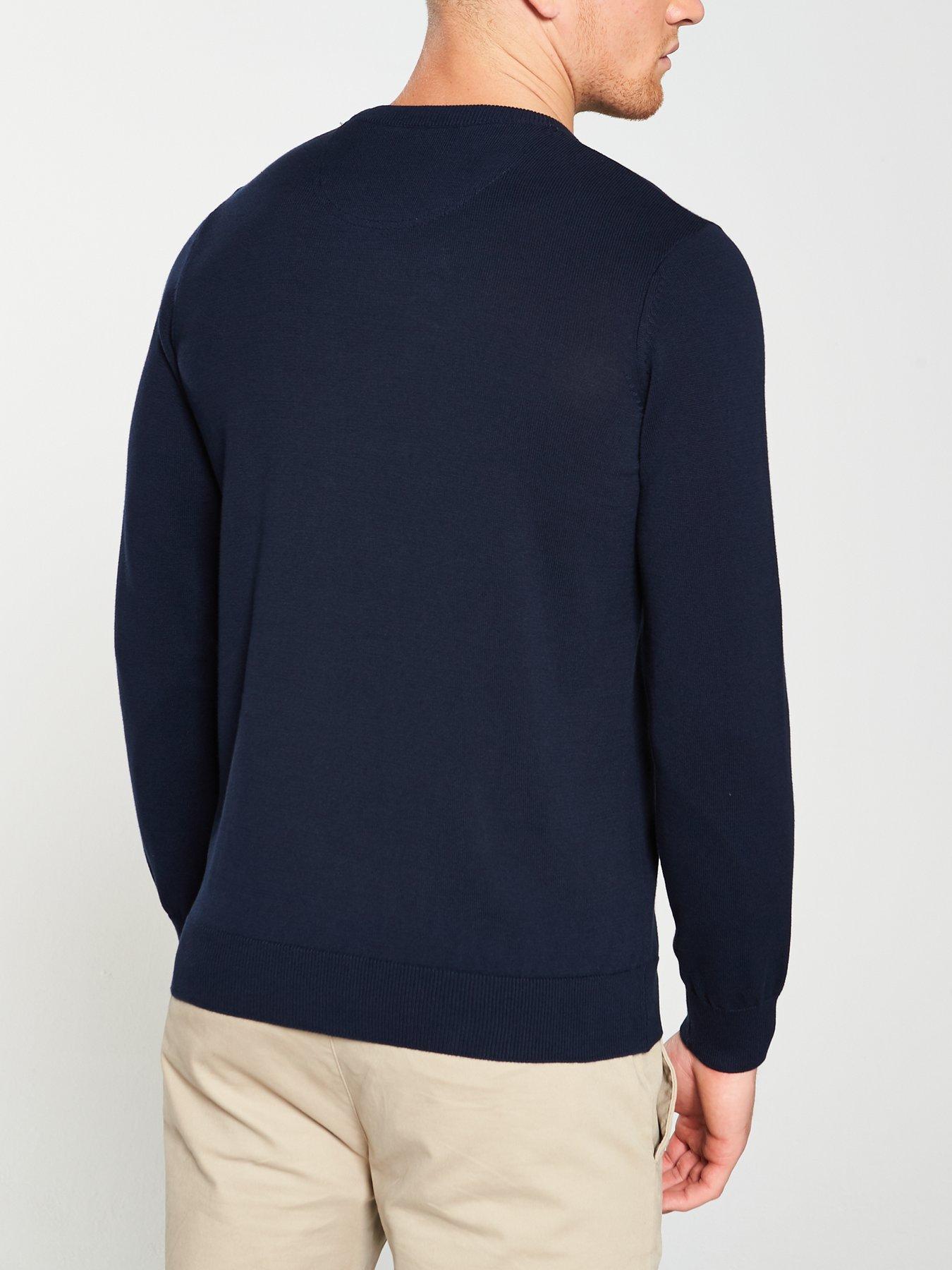 Image 2 of 4 of Lacoste Crew Neck Knitted Logo Jumper - Navy