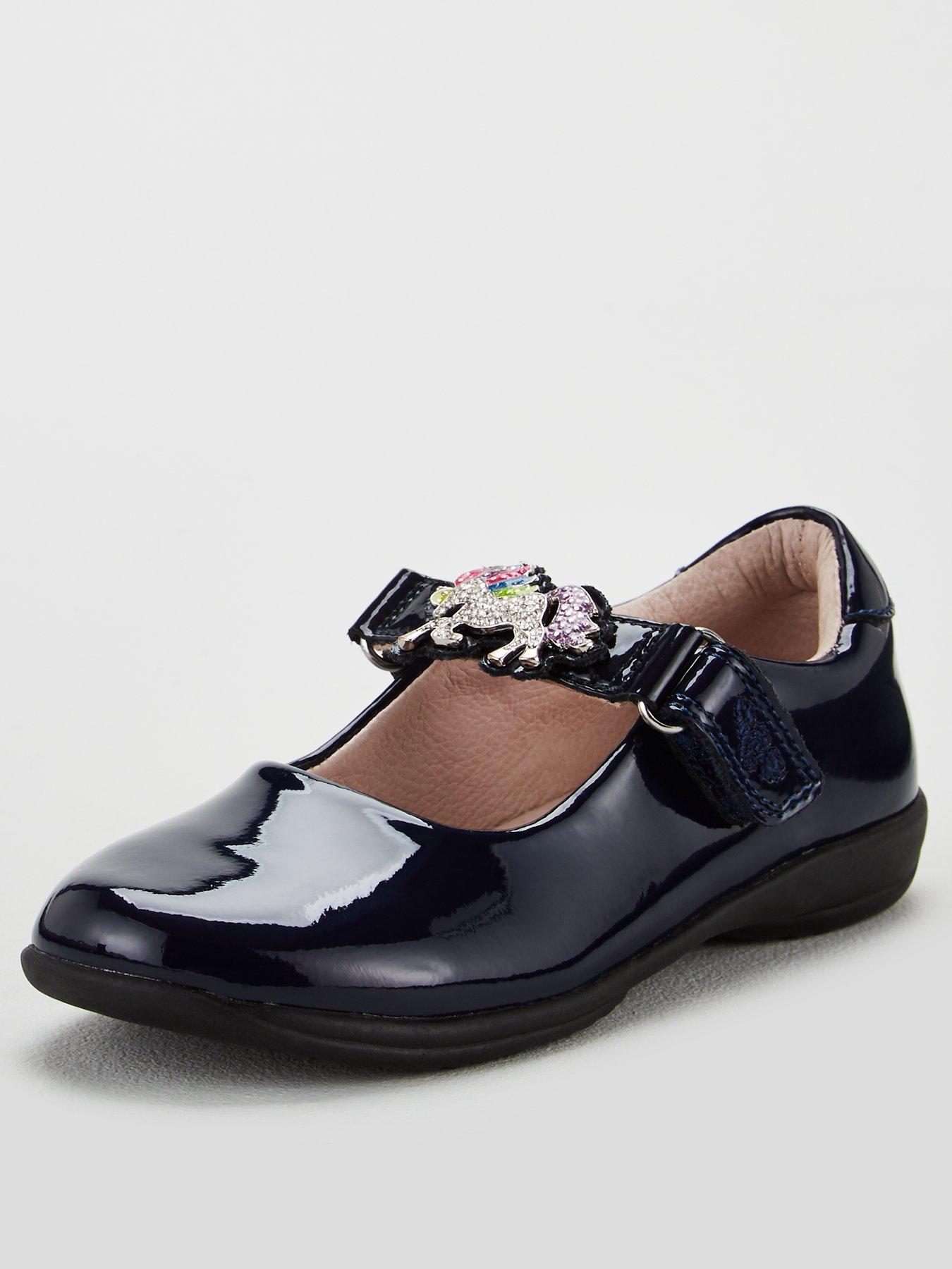 Dolly Babe Girls Clarks/' Rounded Toe Riptape Strap School Shoe
