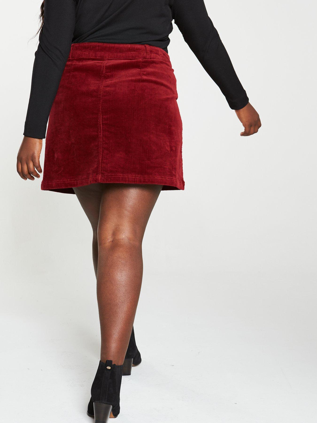 maroon cord skirt