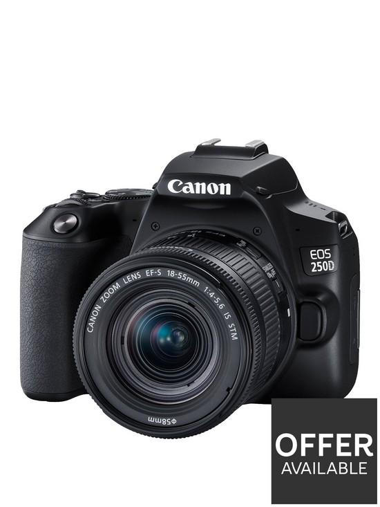 front image of canon-eos-250d-slr-cameranbsp--241mp-3-inch-lcd-display-4k-fhd-wifi-black