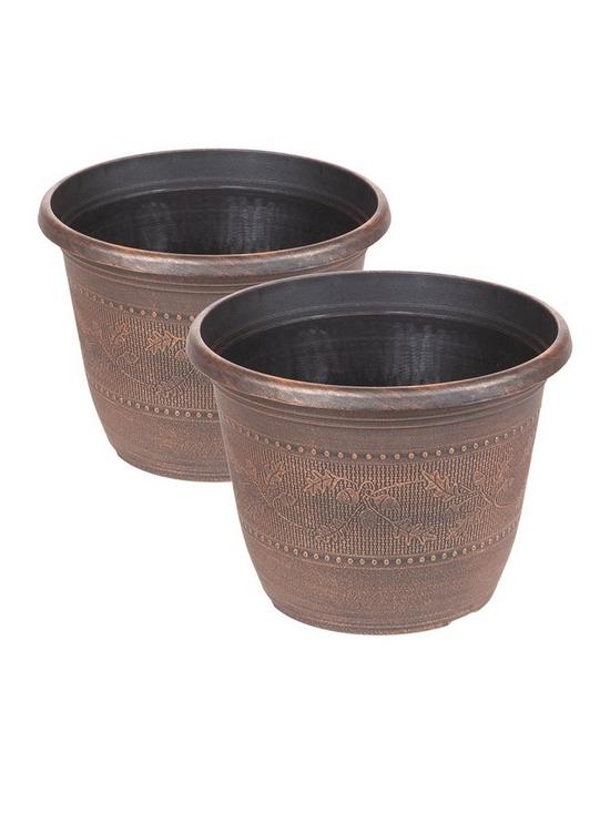 front image of pair-of-acorn-planters-round-10-inch