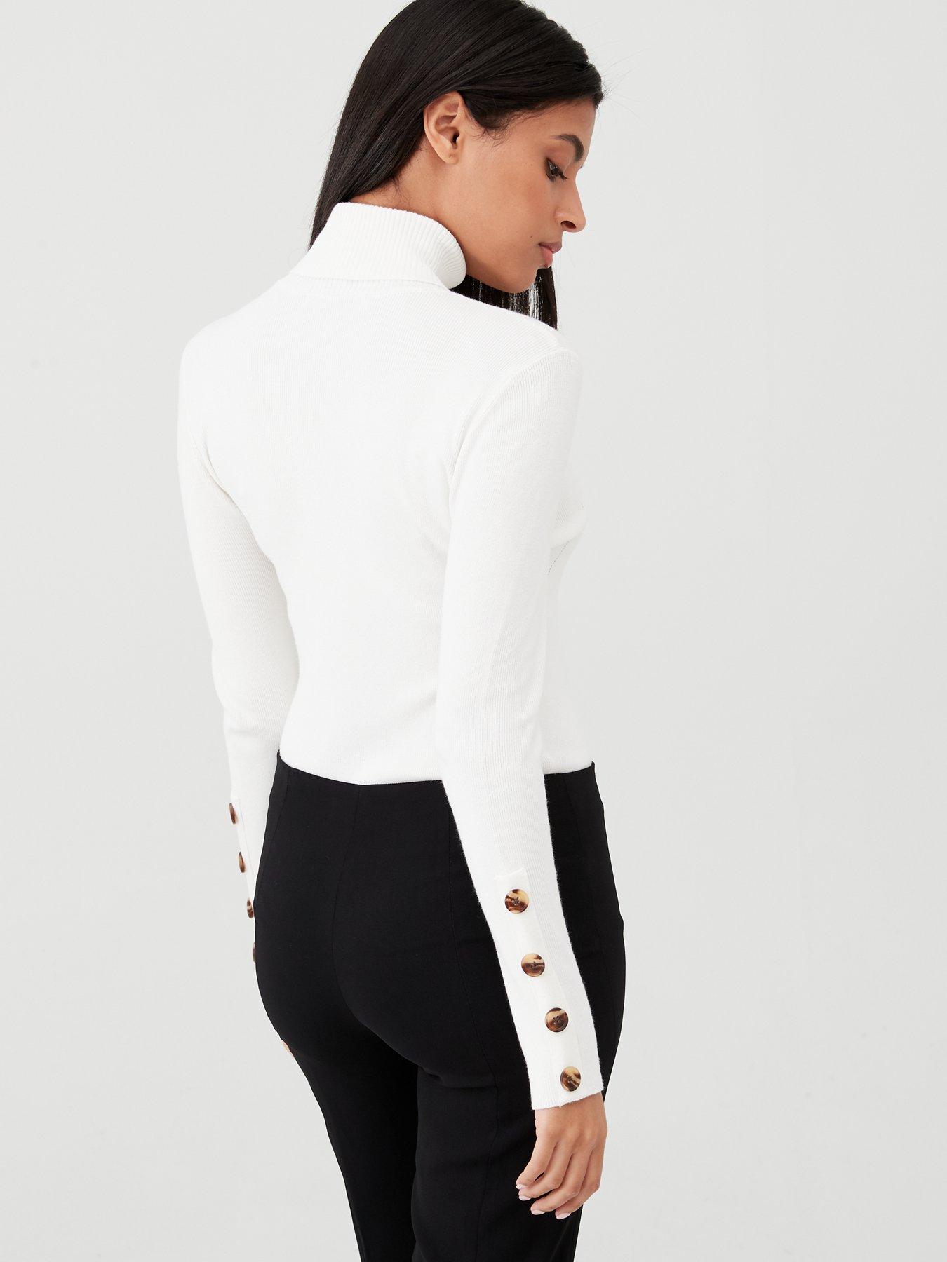 skinny rib roll neck jumper