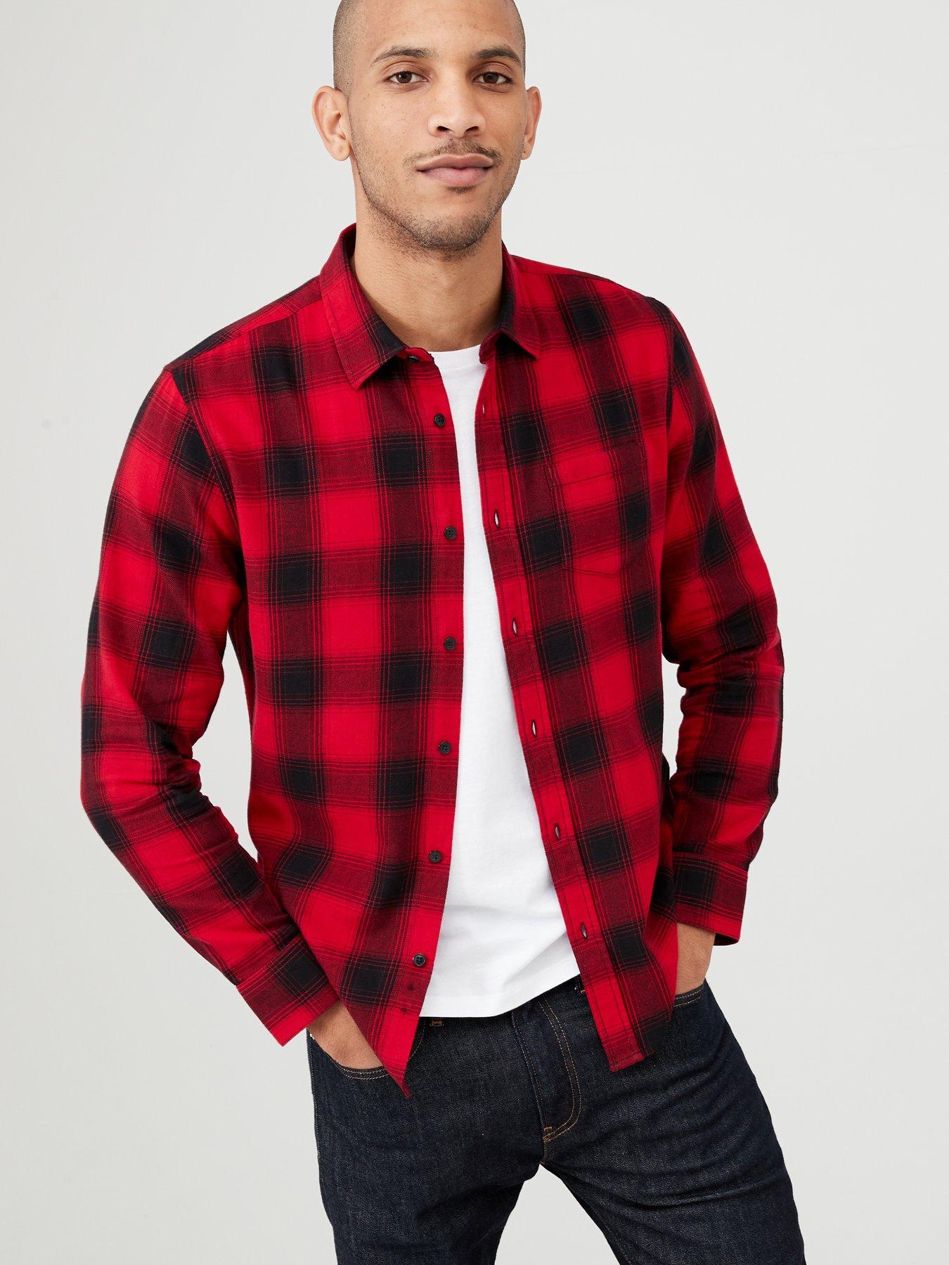 red check shirt with black jeans