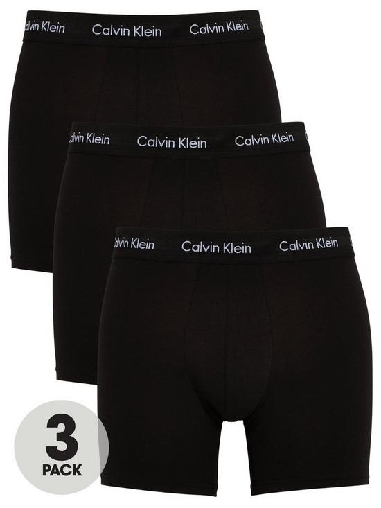 front image of calvin-klein-3-pack-boxer-briefs-black