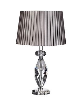 Very Zuri Faceted Glass Table Lamp With Grey Micropleat Shade Picture