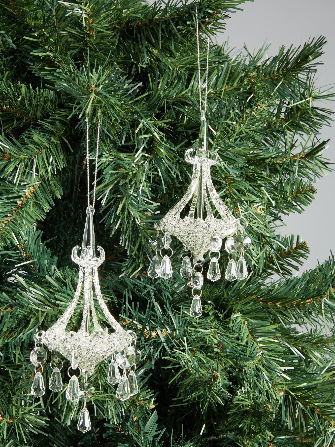 Gisela Graham Chandelier Christmas Tree Decorations Set Of 2