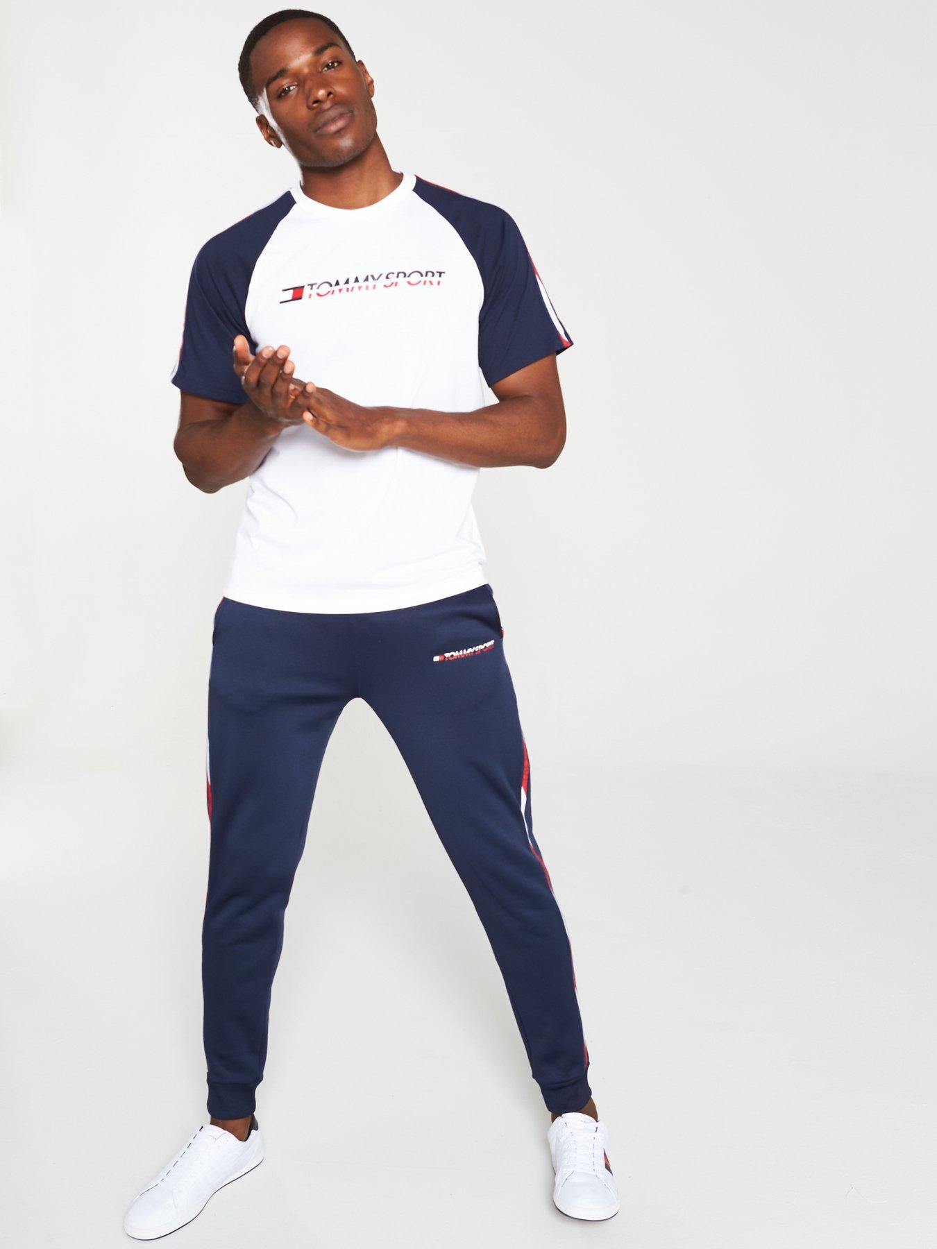 tommy hilfiger navy taped track pants