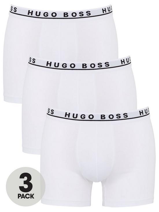 front image of boss-three-pack-boxer-briefs-white