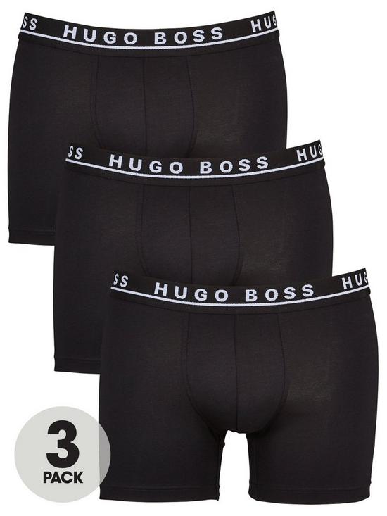 front image of boss-bodywear-3-pack-boxer-briefs-black