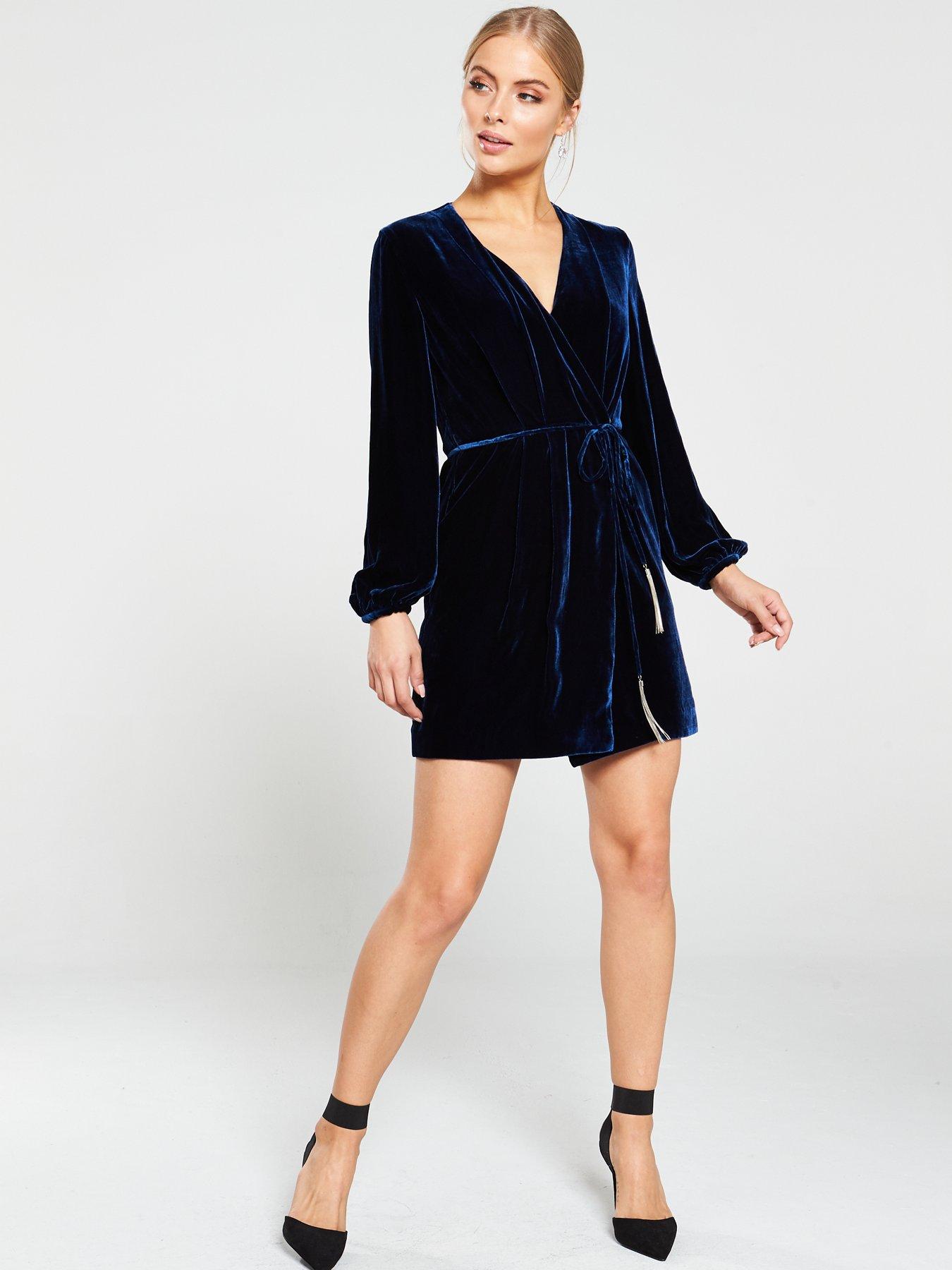 whistles lavone velvet wrap dress