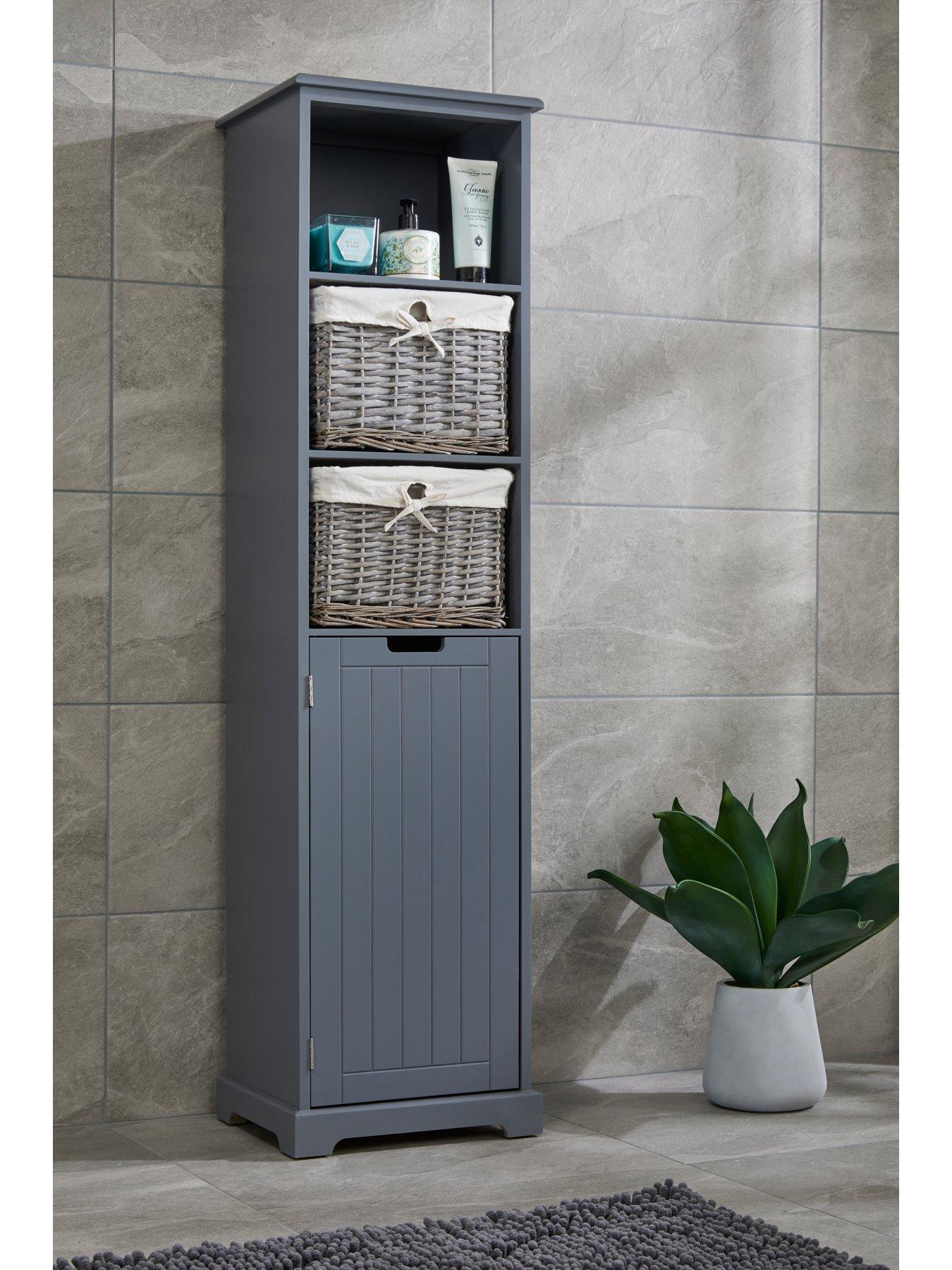 Lloyd Pascal Burford Ready Assembled Painted Tall Bathroom Storage Unit Grey