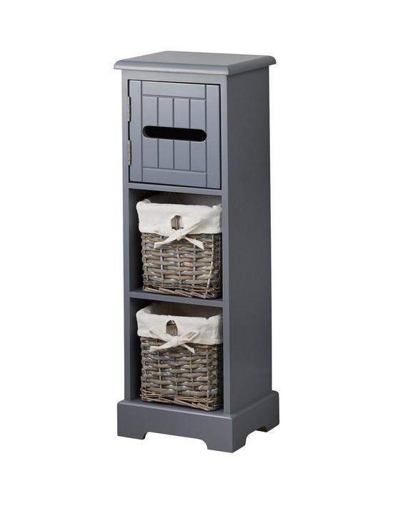 front image of lloyd-pascal-burford-ready-assembled-toilet-roll-holder-and-space-saving-narrow-bathroom-storage-unit-grey