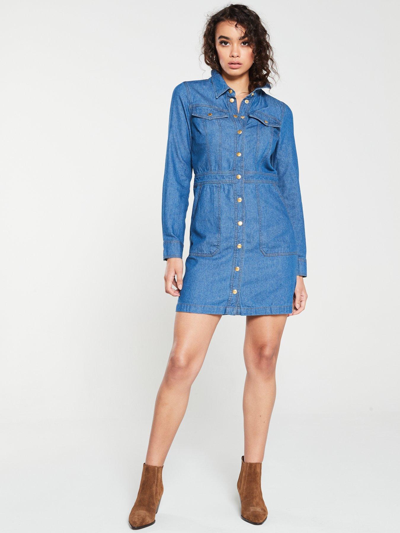 warehouse snap front pocket dress