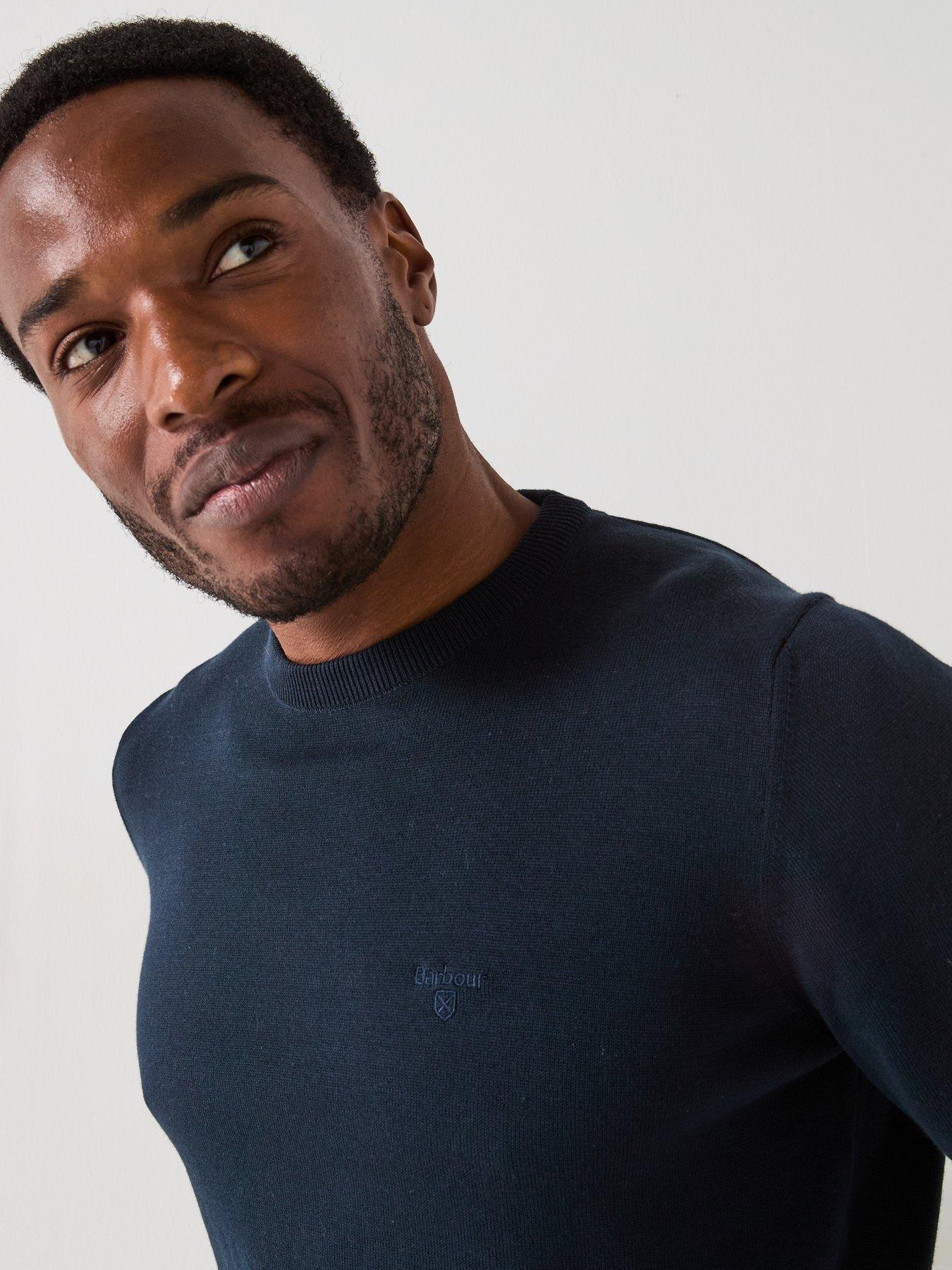 Image 4 of 5 of Barbour Pima Cotton Crew Neck Knitted Jumper - Navy