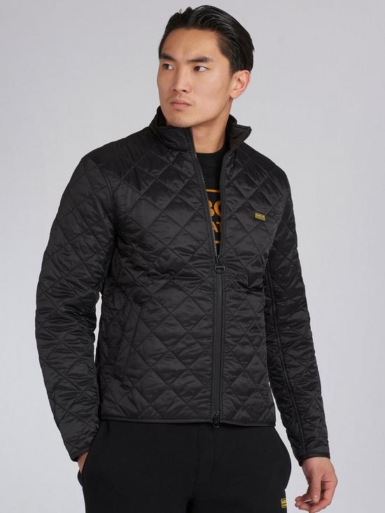 front image of barbour-international-gear-quilted-jacket-black