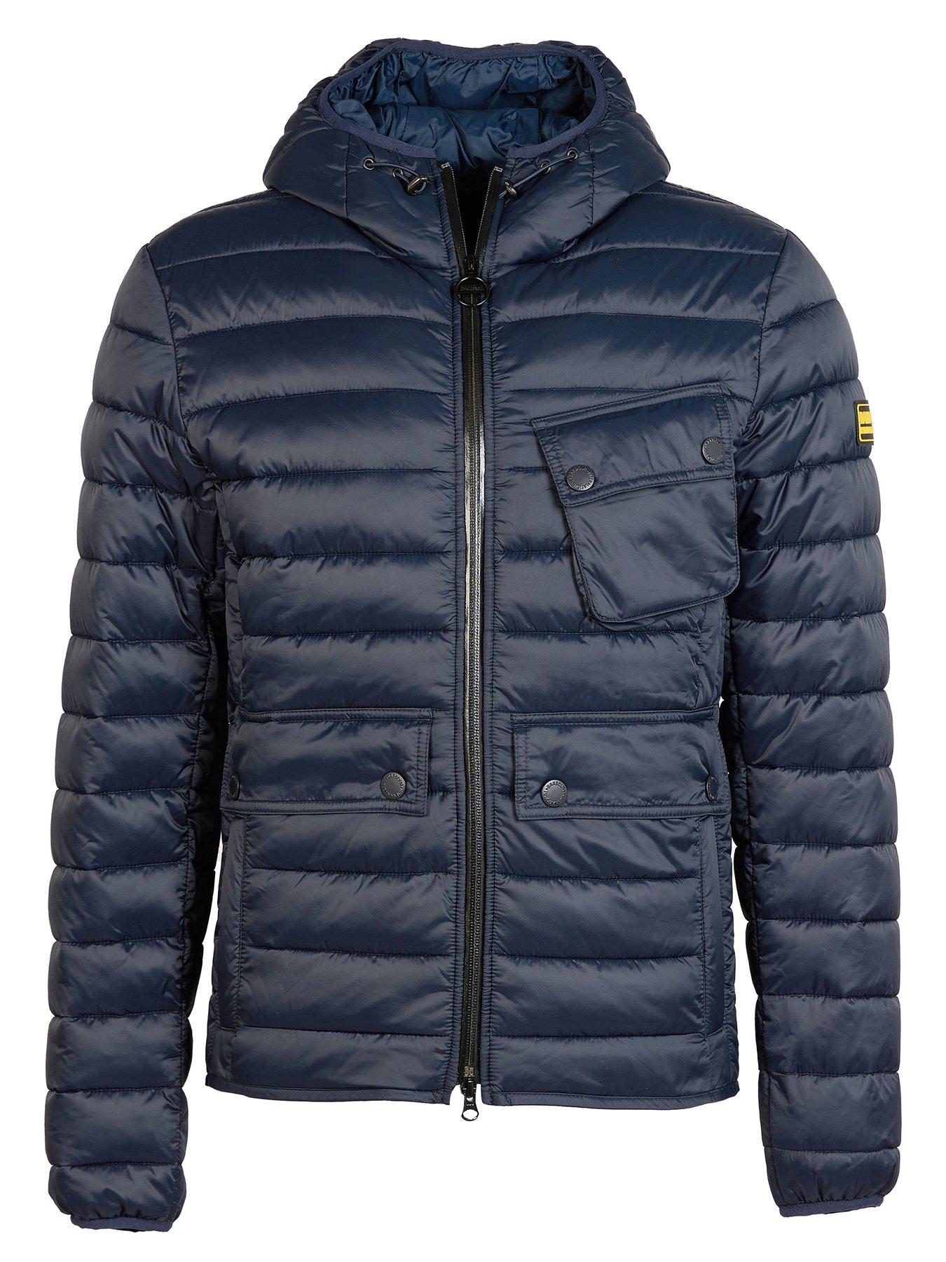 barbour ouston hooded quilted jacket navy