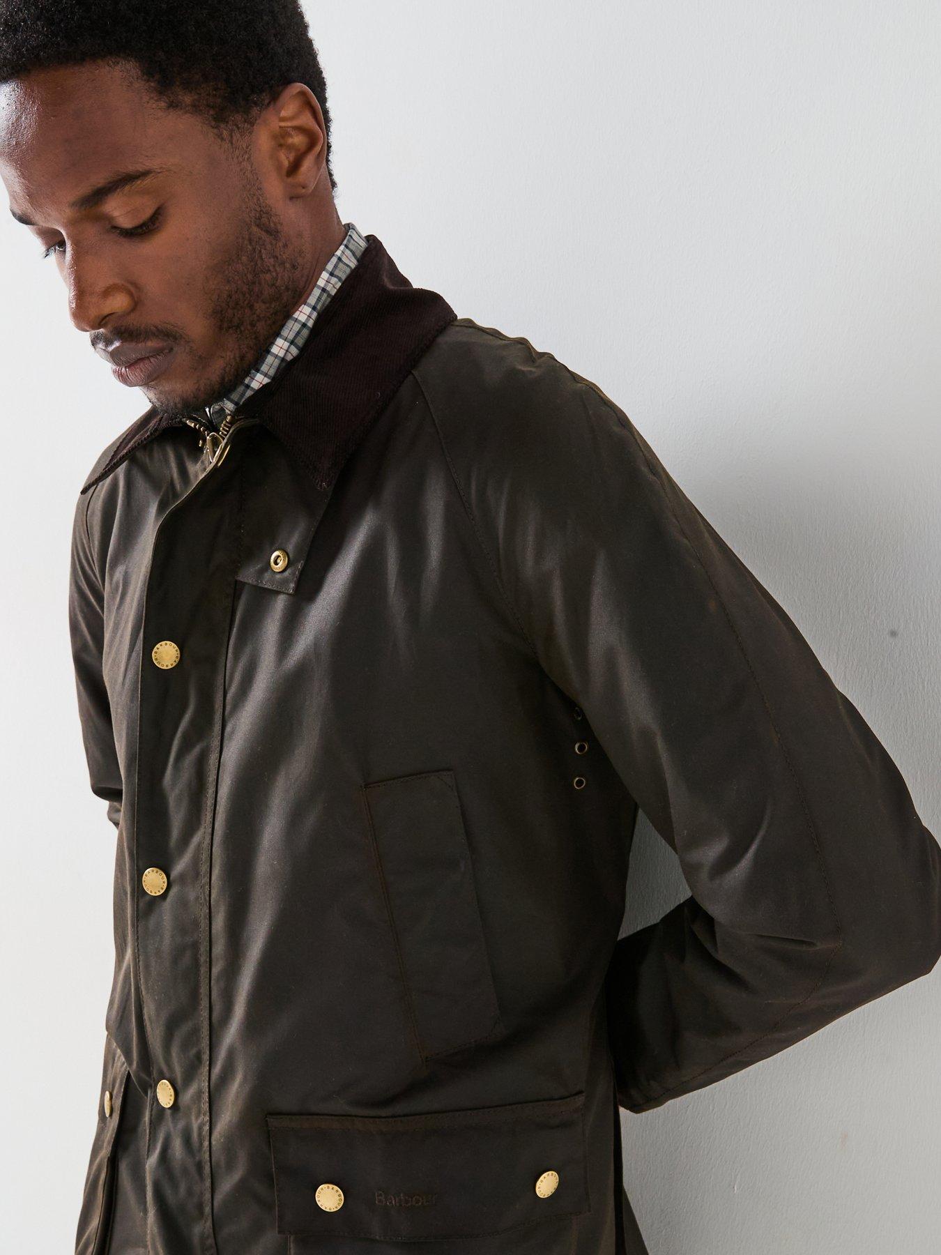  image of barbour-ashby-wax-jacket-olive-green